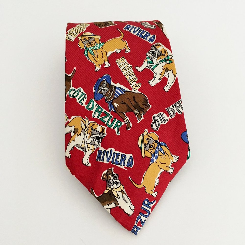 Polo By Ralph Lauren Dog Print Mens Tie - Picture 5 of 5